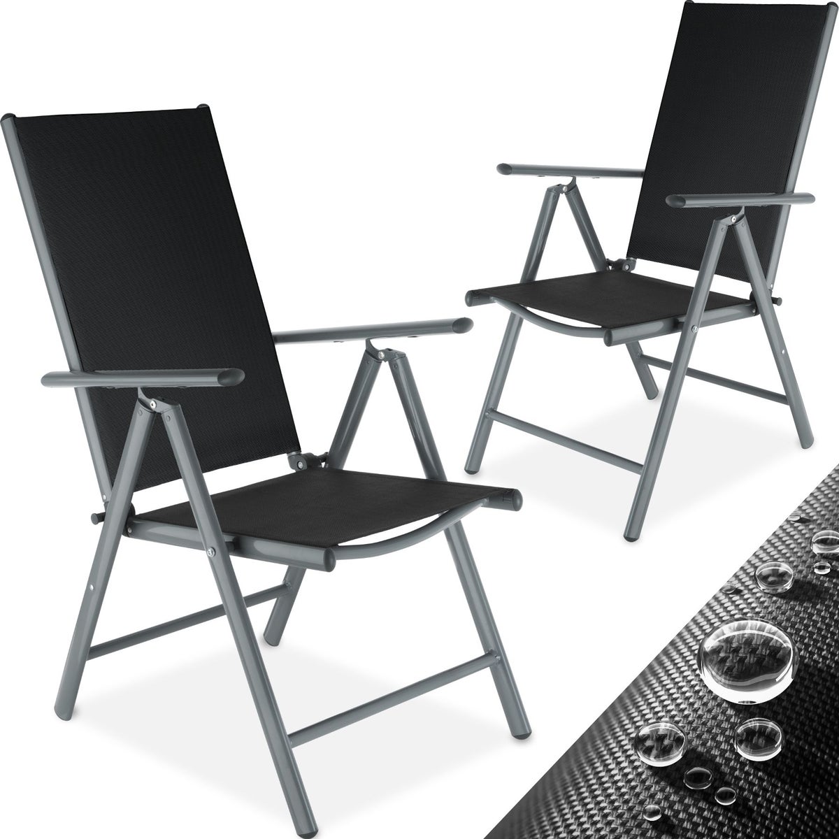 Set van 2 tectake Marilena opvouwbare tuinstoelen, 67 x 56 x 105 cm