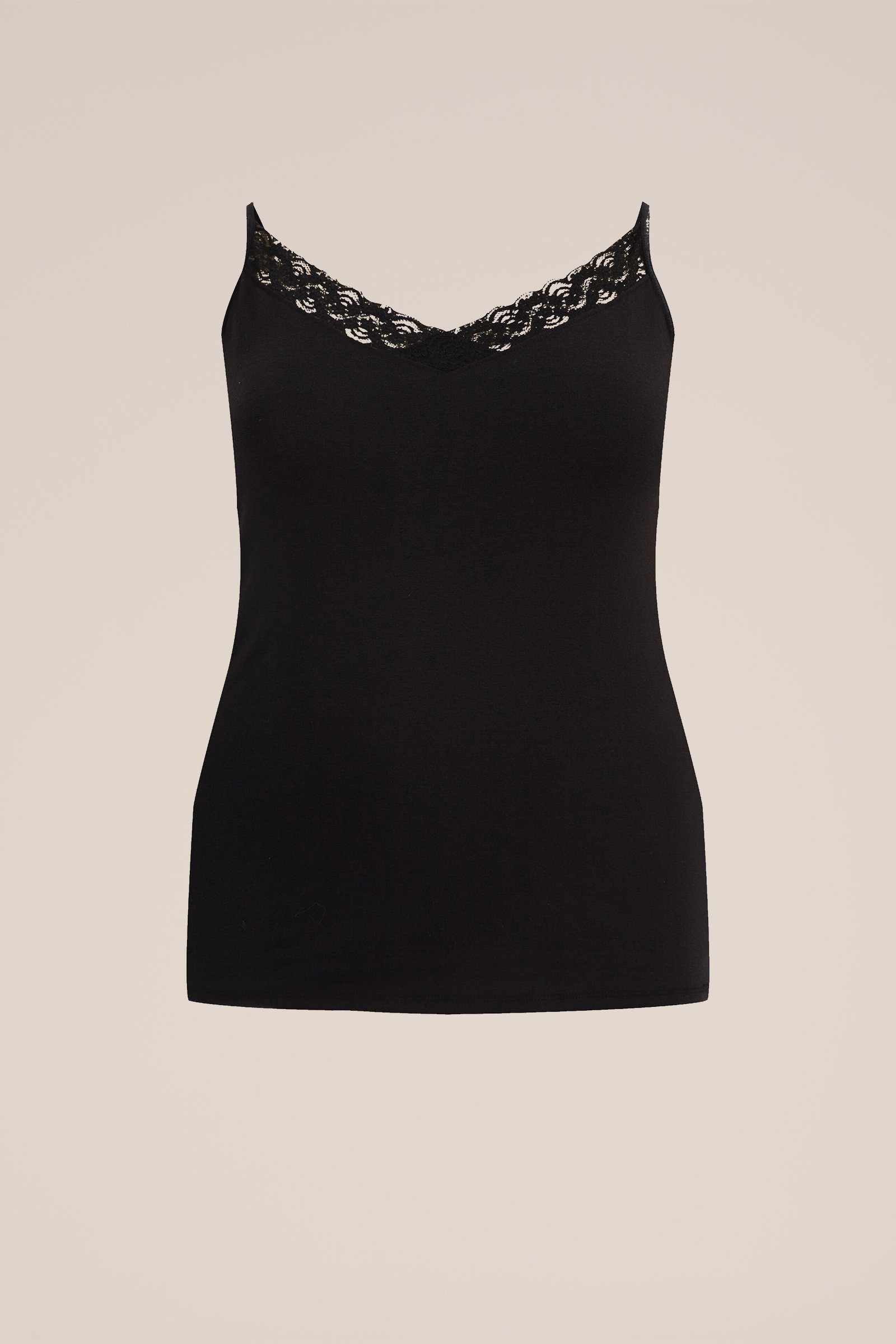 singlet met kant - Curve WE Fashion Zwart