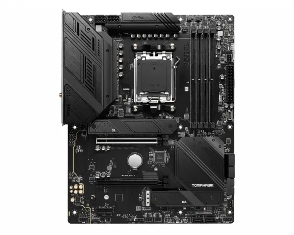MSI MAG B650 TOMAHAWK WIFI - Bundkort - ATX - Socket AM5 - AMD B650 Chipset - USB 3.2 Gen 1, USB 3.2 Gen 2, USB-C 3.2 Gen2, USB-C 3.2 Gen 2x2 - 2.5 Gigabit LAN, Wi-Fi 6E, Bluetooth - onboard grafik (CPU påkrævet) - HD Audio (8-kanaler)