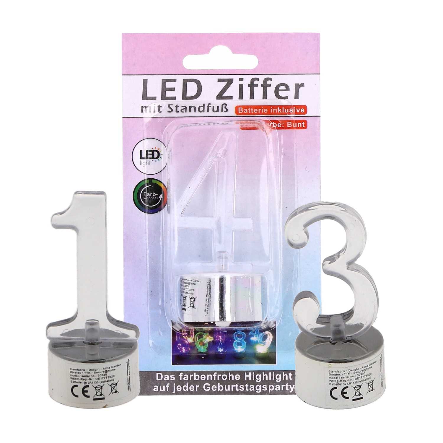 LED Zahlen 0 - 9 silber, 8cm
