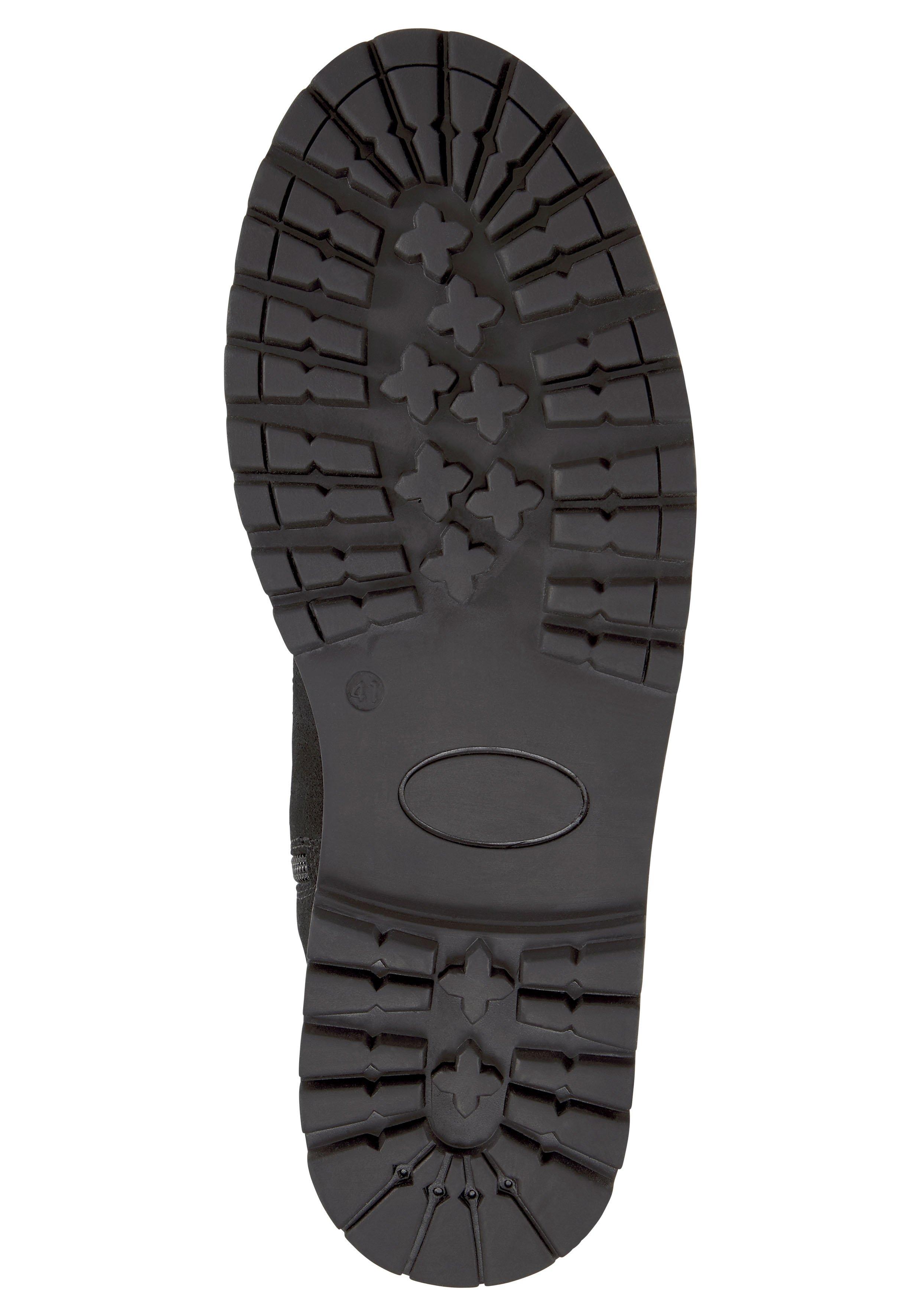 Leder-Schlupfboots mit breitem Stretcheinsatz
