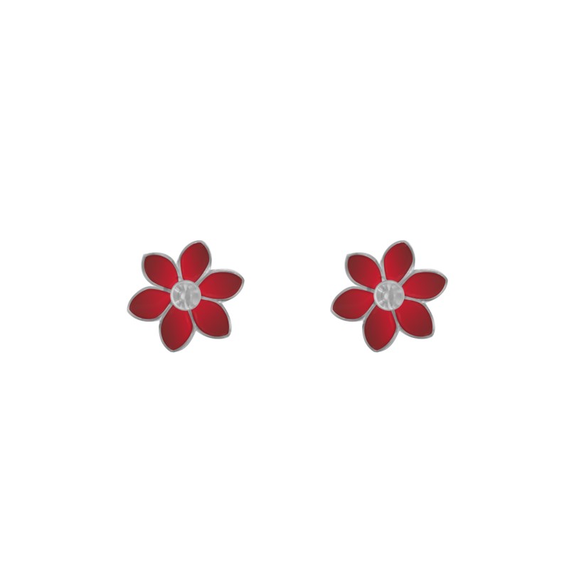 Boucles d'oreilles enfant Fleur en argent 925