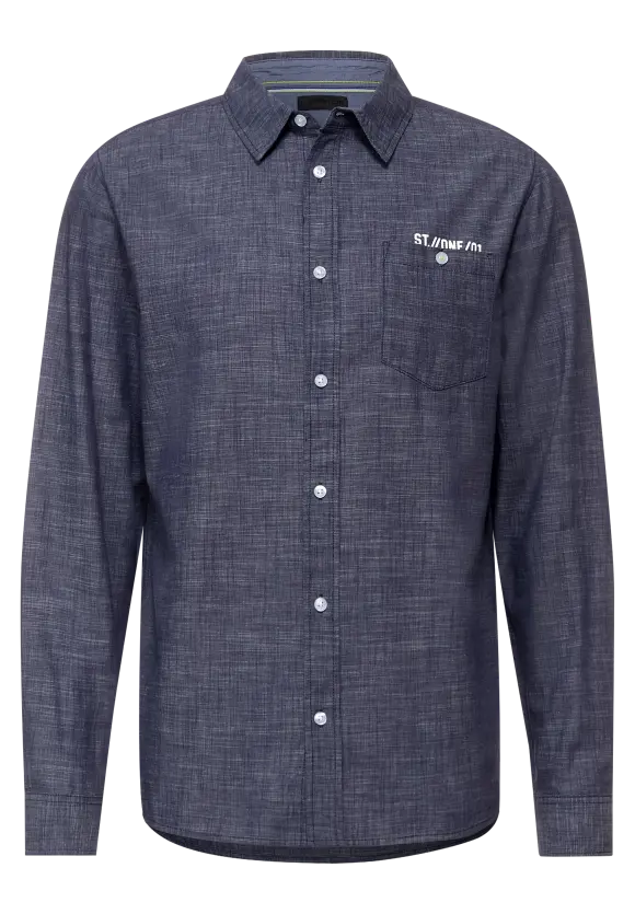 Chambray Hemd - navy blue