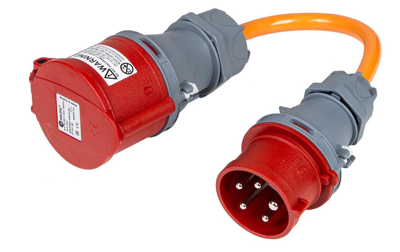 Adapterkabel CEE32/5 Kupplung – CEE16/5 SteckerCEE-Übergangskabel mit CEE16/5 Stecker auf CEE32/5 Kupplung