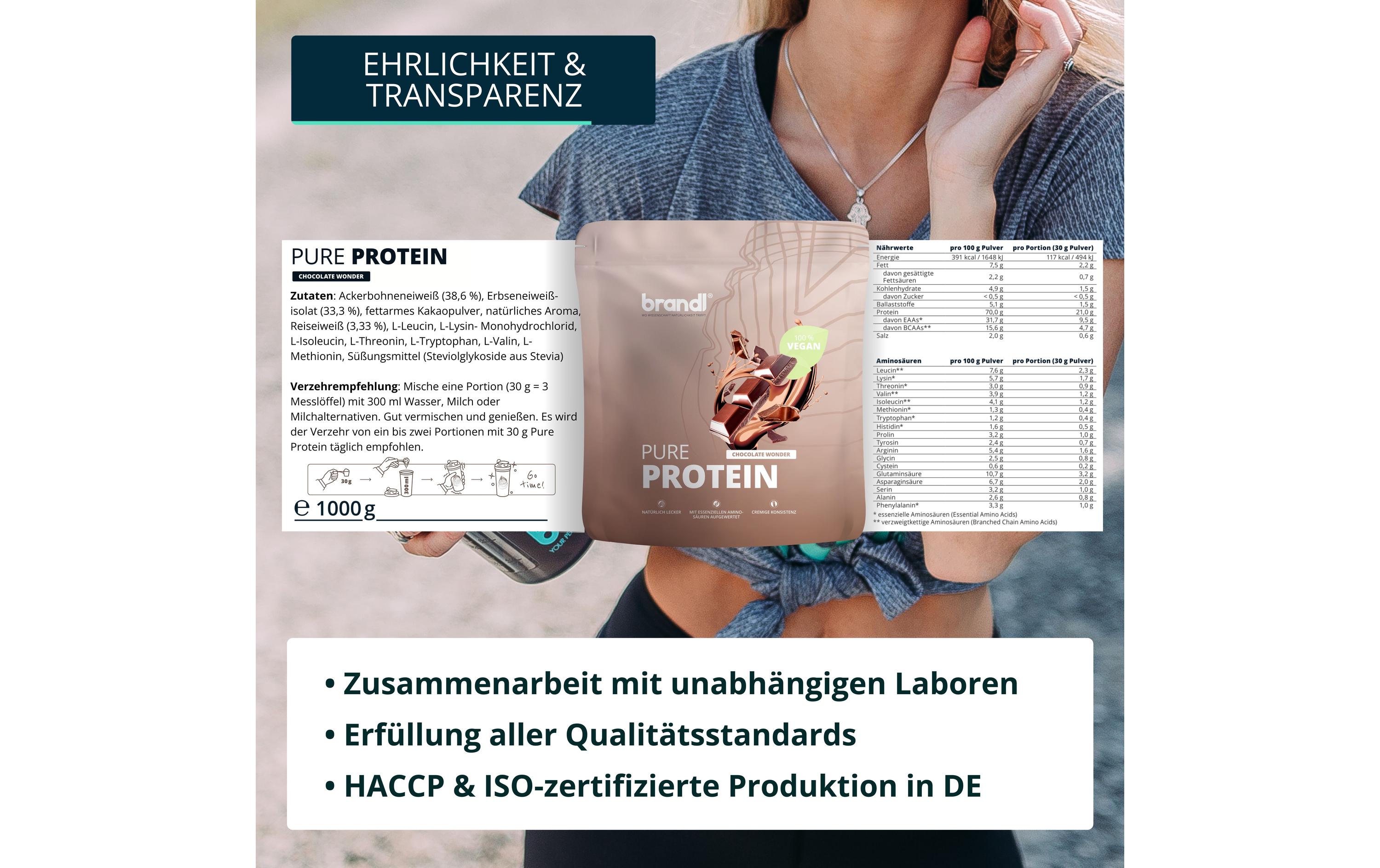 Pulver Pure Protein 2.0 Vegan Schokolade 1000 gProteinpulver