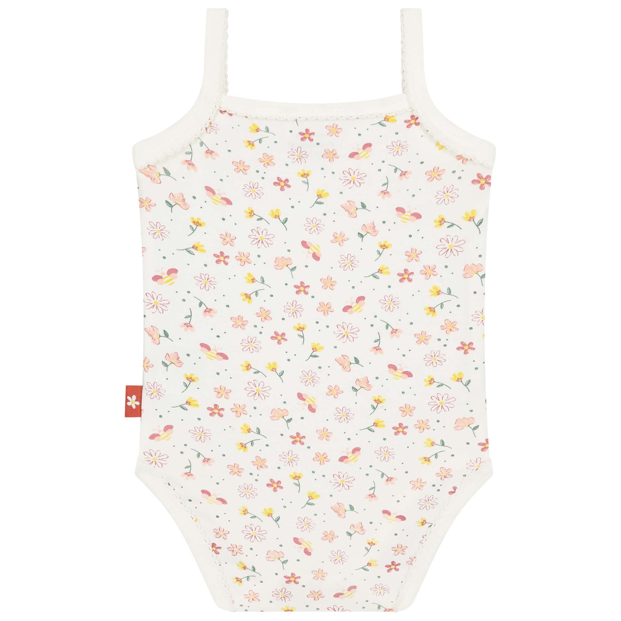 Prénatal romper Bloem spaghettibandjes all over print wit