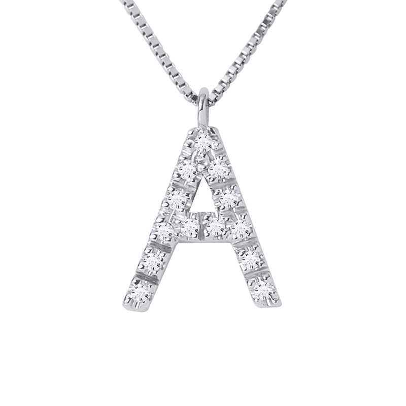 Collier ALPHABET Diamants 0,07 Cts  LETTRE 
