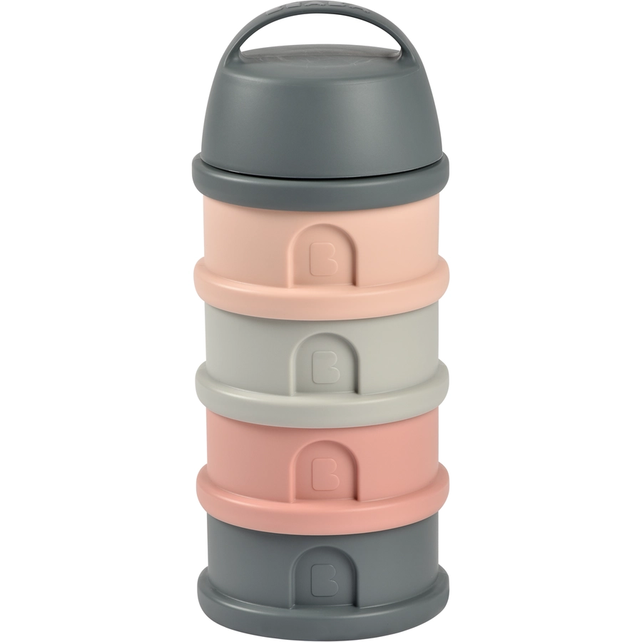 BEABA® Milchpulver-Dosierbox mit 4 stapelbaren Fächern 330 ml, Mineral graurosa