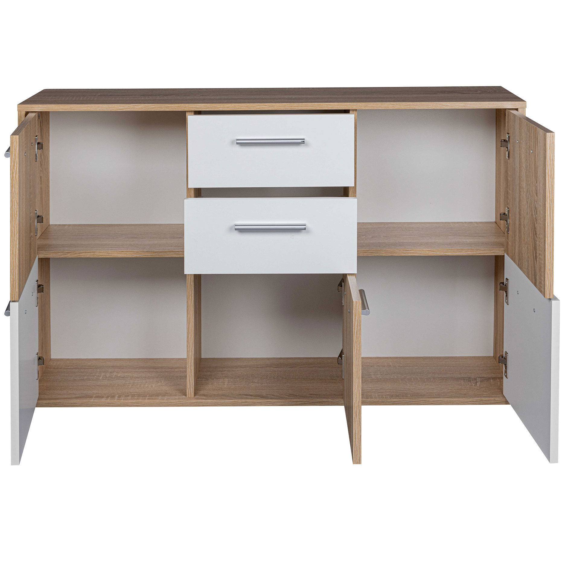 Kommode ELVEZIA - Sonoma Eiche - weiß - 115 cm breit