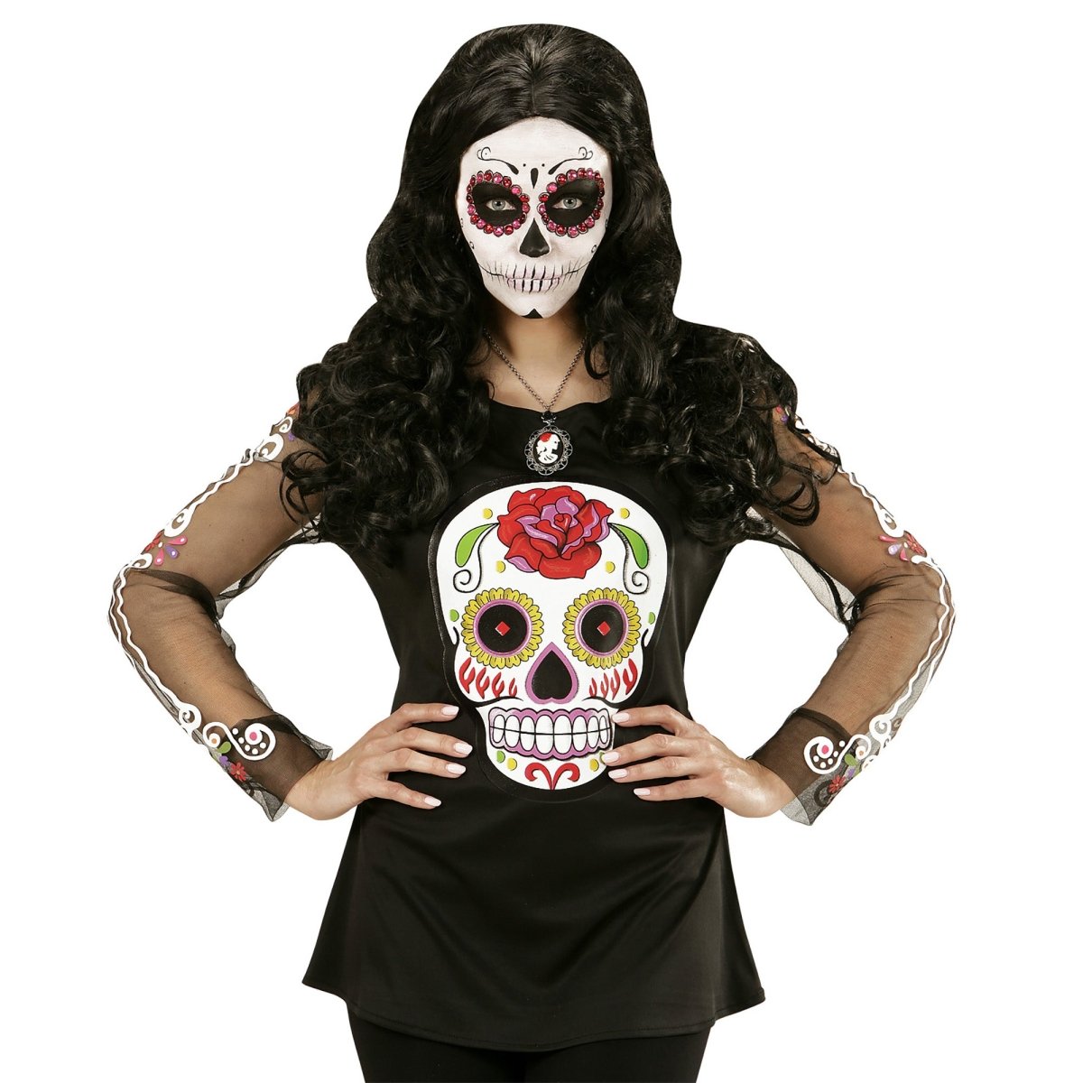Dia De Los Muertos Shirt Zwart Wit Dames