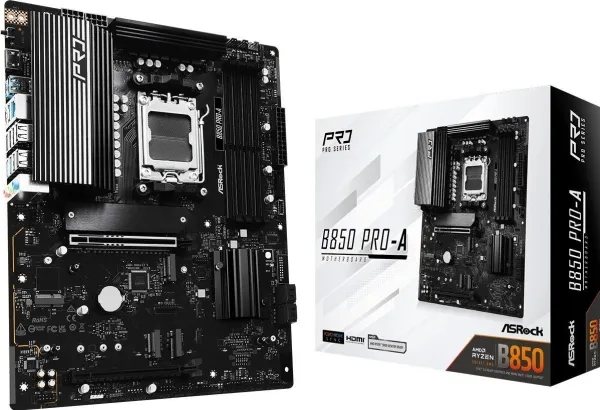 ASRock B850 Pro-A - Bundkort - ATX - Socket AM5 - AMD B850 Chipset - USB-C 3.2 Gen 2x2, USB-C 3.2 Gen 1, USB 3.2 Gen 1, USB-C 3.2 Gen2 - 2.5 Gigabit LAN - onboard grafik (CPU påkrævet) - HD Audio (8-kanaler)