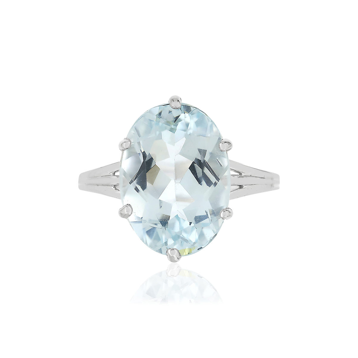 Bague or blanc 750, 1 Aigue marine.
