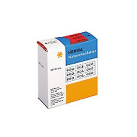 HERMA Nummernetiketten dreifach selbstklebend 10x22 mm rot/schwarz
