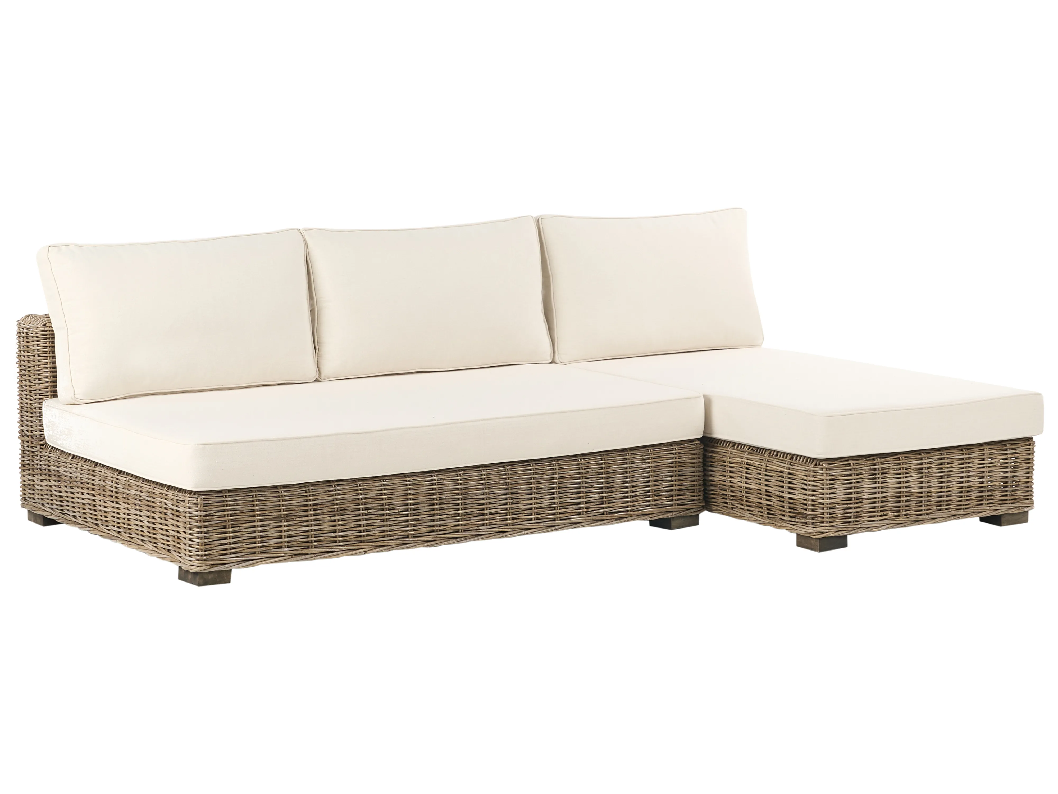 Loungeset met tafel 4-zits VARALLO linkszijdig modulair Rotan Grijs