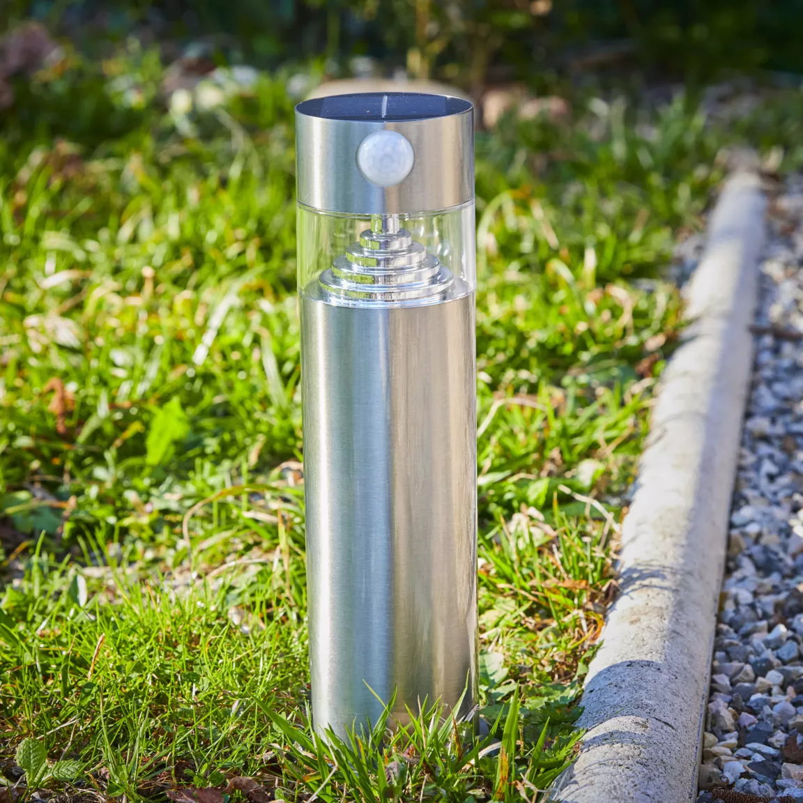 Borne de jardin solaire 150 lumens (H30 cm) Premium Argent