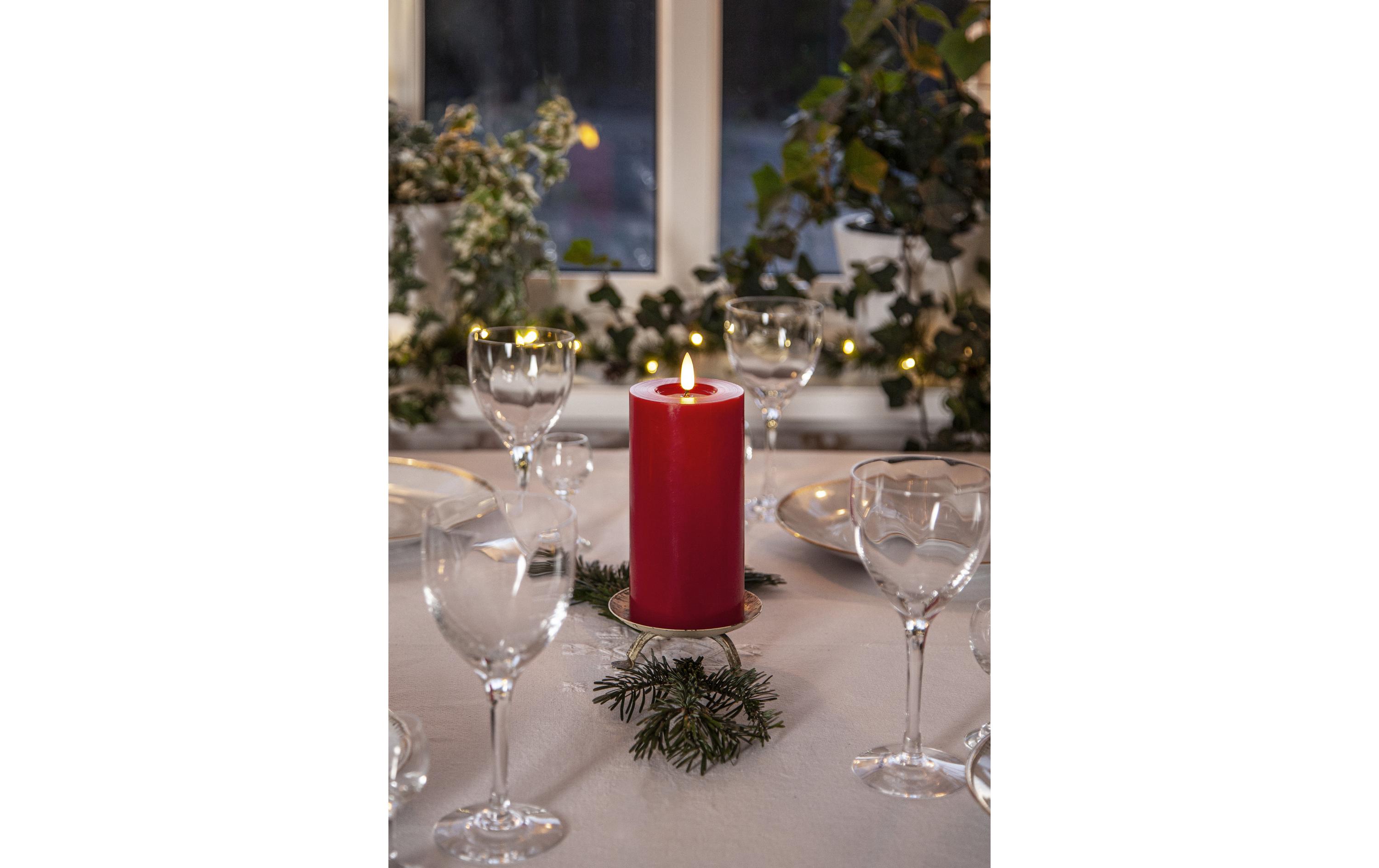 LED-Kerze Pillar Flamme Flow, 17.5 cm, RotLED-Kerze für den Innenbereich