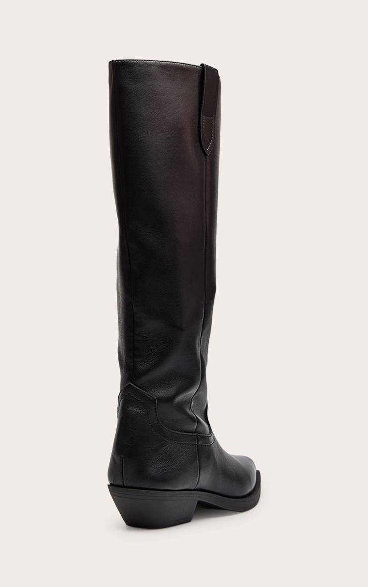 Noir Bottes Hautes Western Plates En Synthétiquecuir
