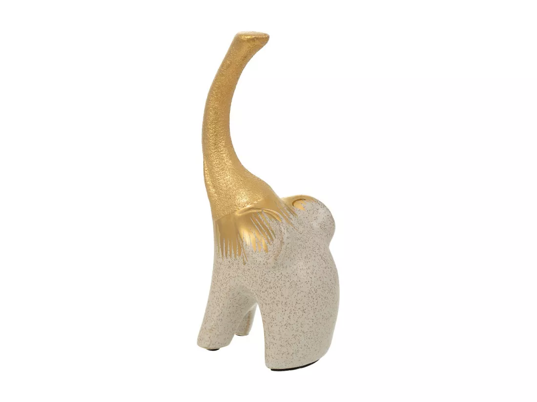 Décoration d'éléphant en céramique dorée 10x6,5x22h