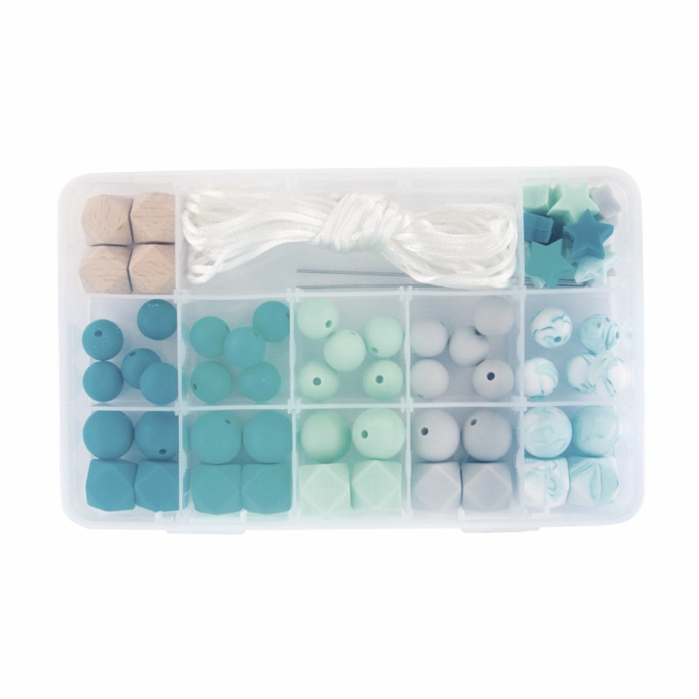 Coffret de perles en silicone - vert menthe
