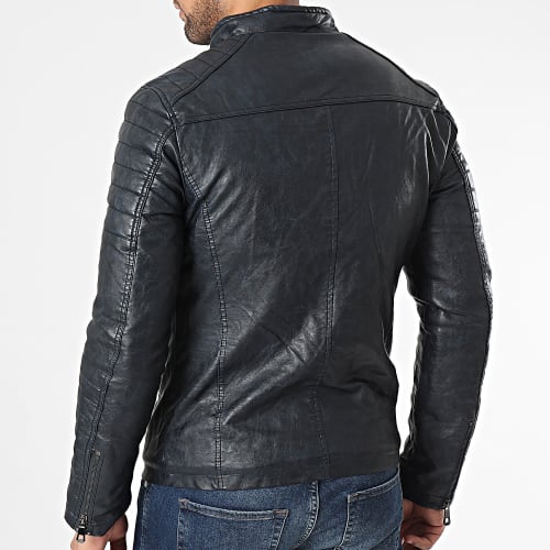 Veste Biker Bleu Marine
