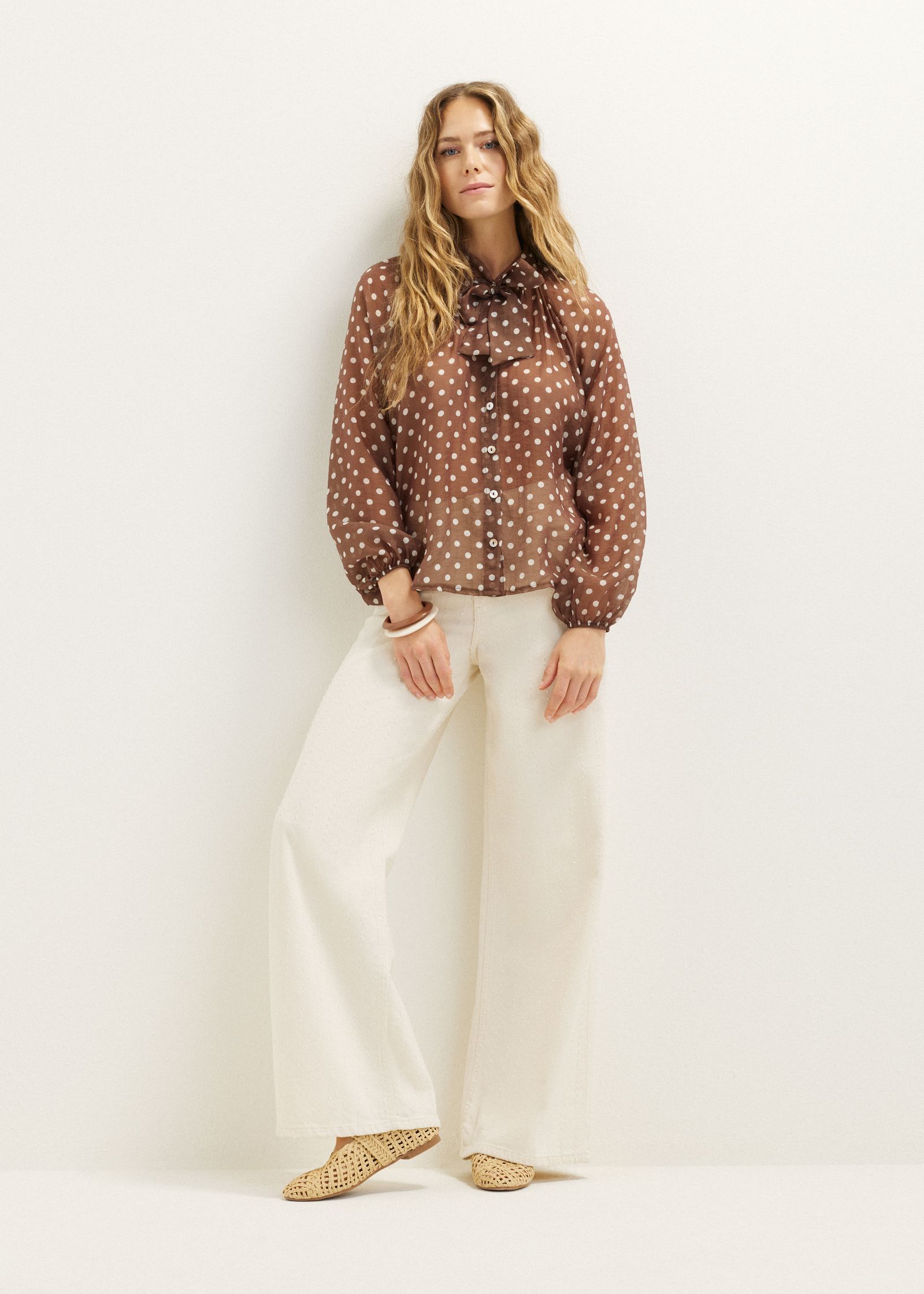 Polkadot blouse met strik