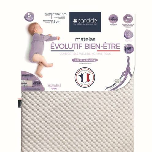 Matelas évolutif bien être déhoussable 360° 70x140x12 cm - CANDIDE