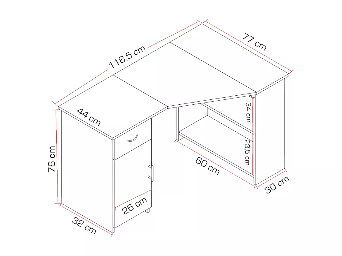 Bureau d'angle en bois Bureau Linzia
