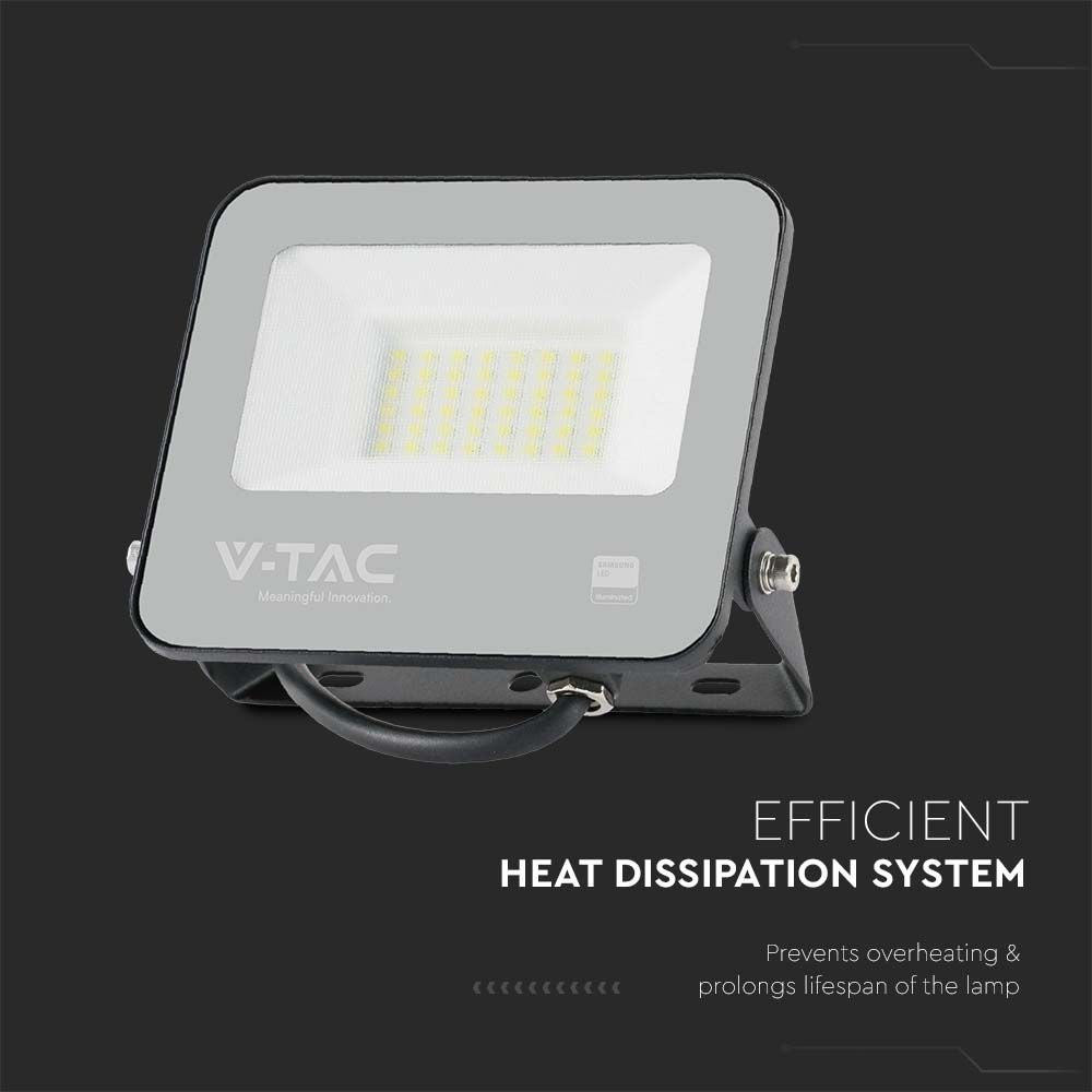 V-TAC VT-4435 - Zwarte LED-schijnwerper - IP65 - 30W - 5550 lumen - 4000K