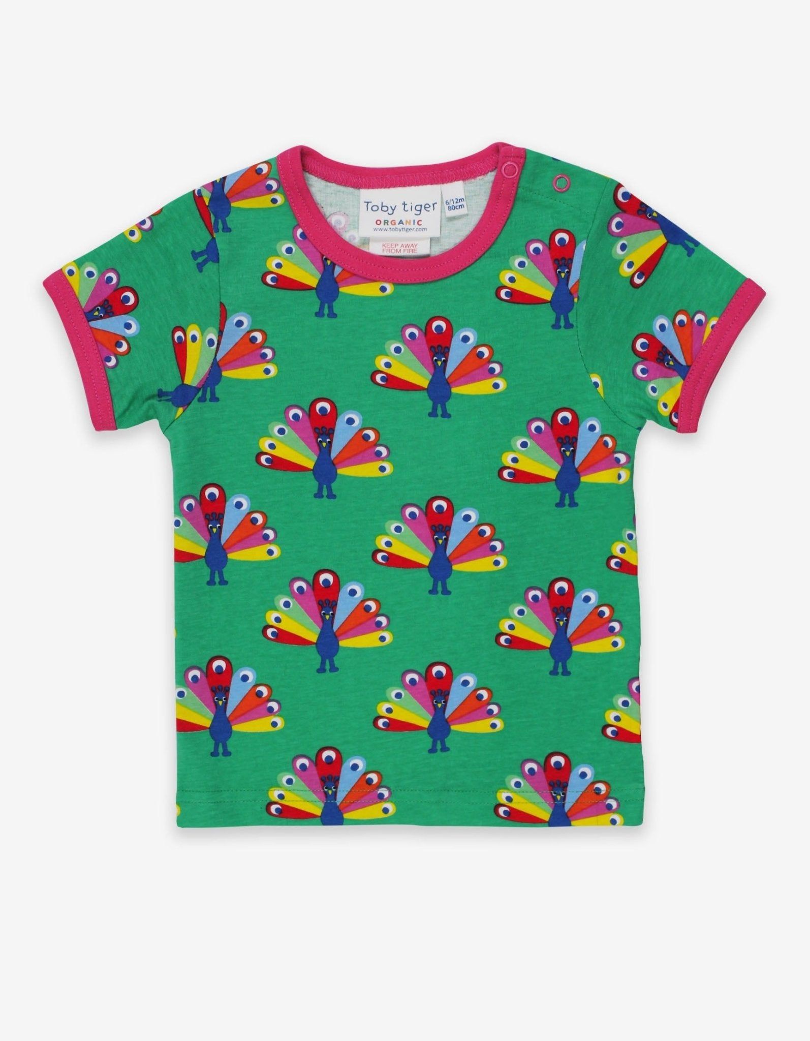 Toby Tiger T-Shirt, Pfauen Print