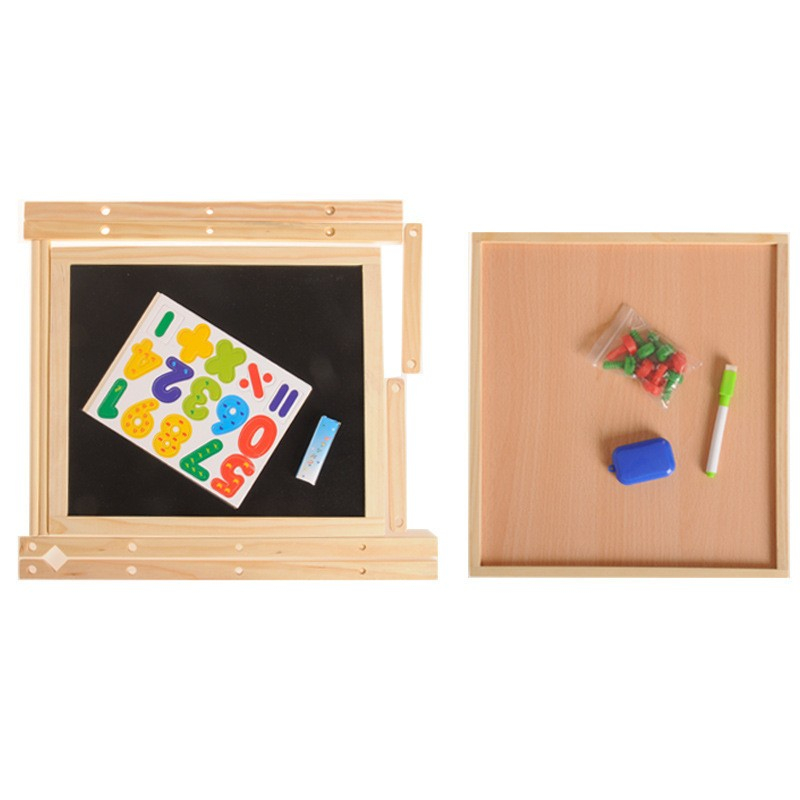 (65x37cm) Holz Standtafel Kinder Kreidetafel Whiteboard Staffelei Zeichentafel