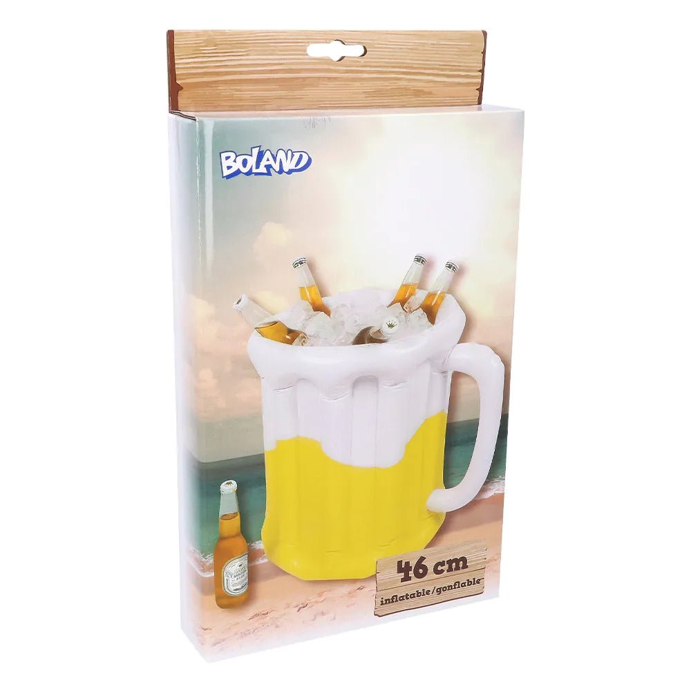 Geel Witte Bierpul Opblaasbaar 46cm