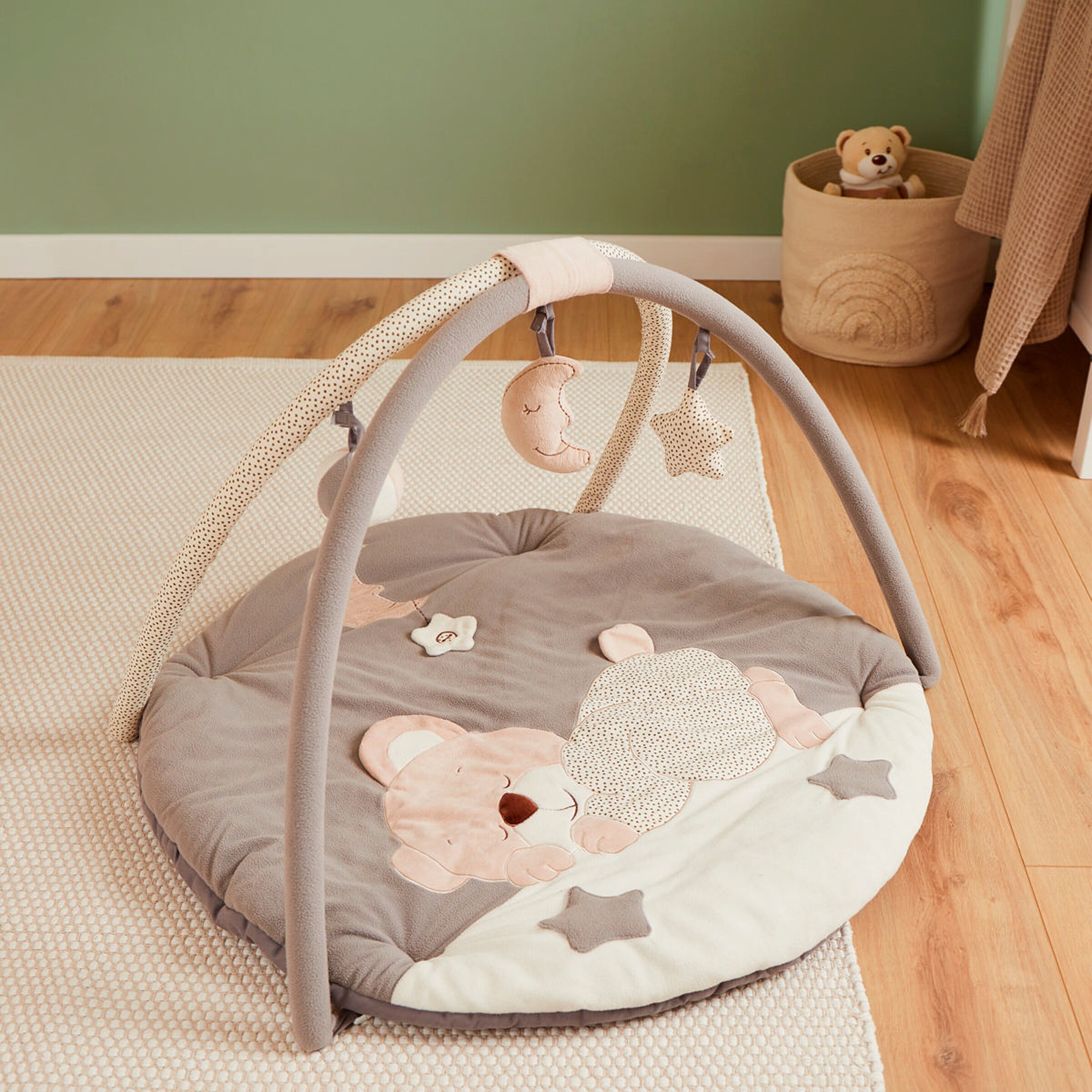 Bieco Krabbeldecke mit Spielbogen Plüsch - ab Geburt Beige