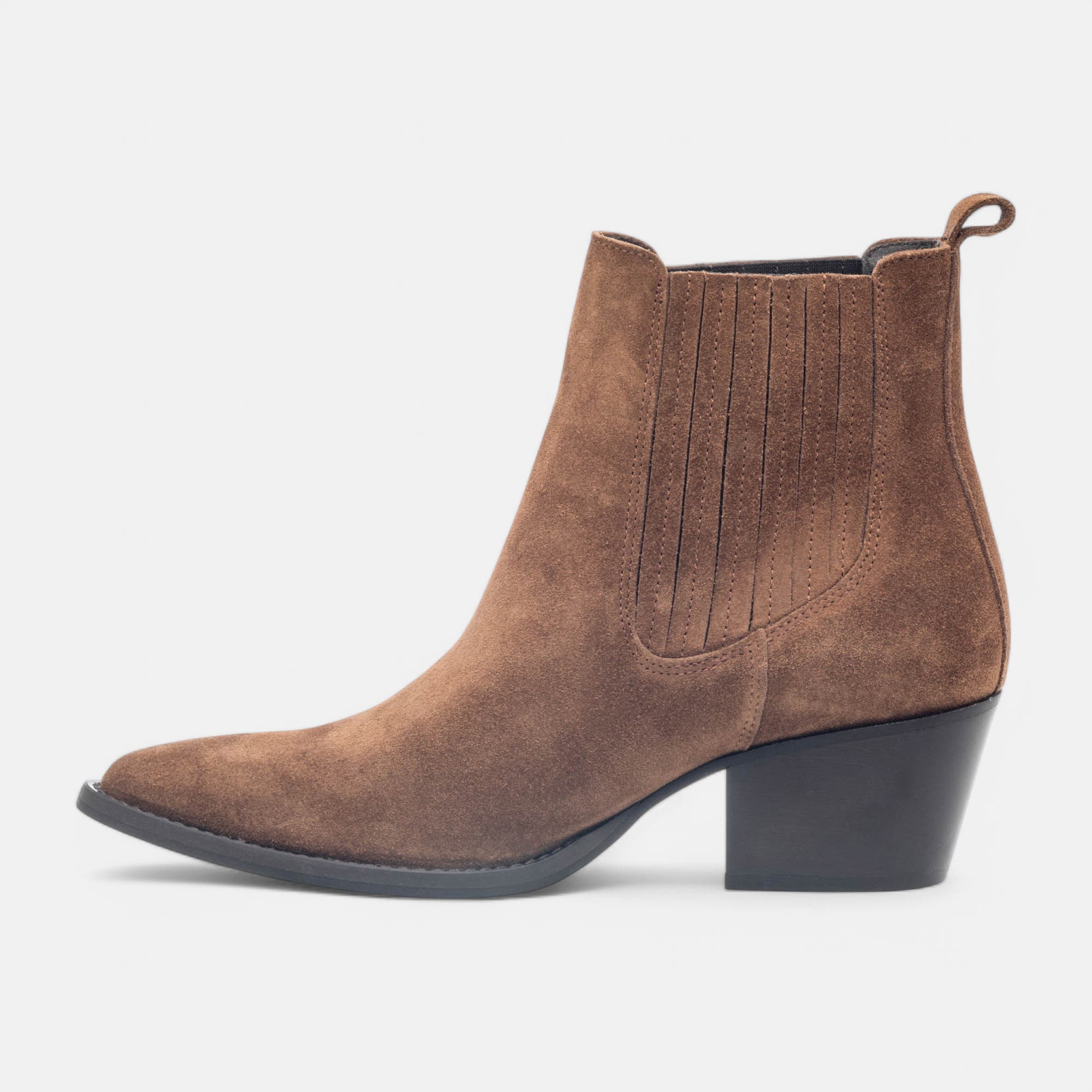 Boots chelsea à talon Femme en cuir cognac