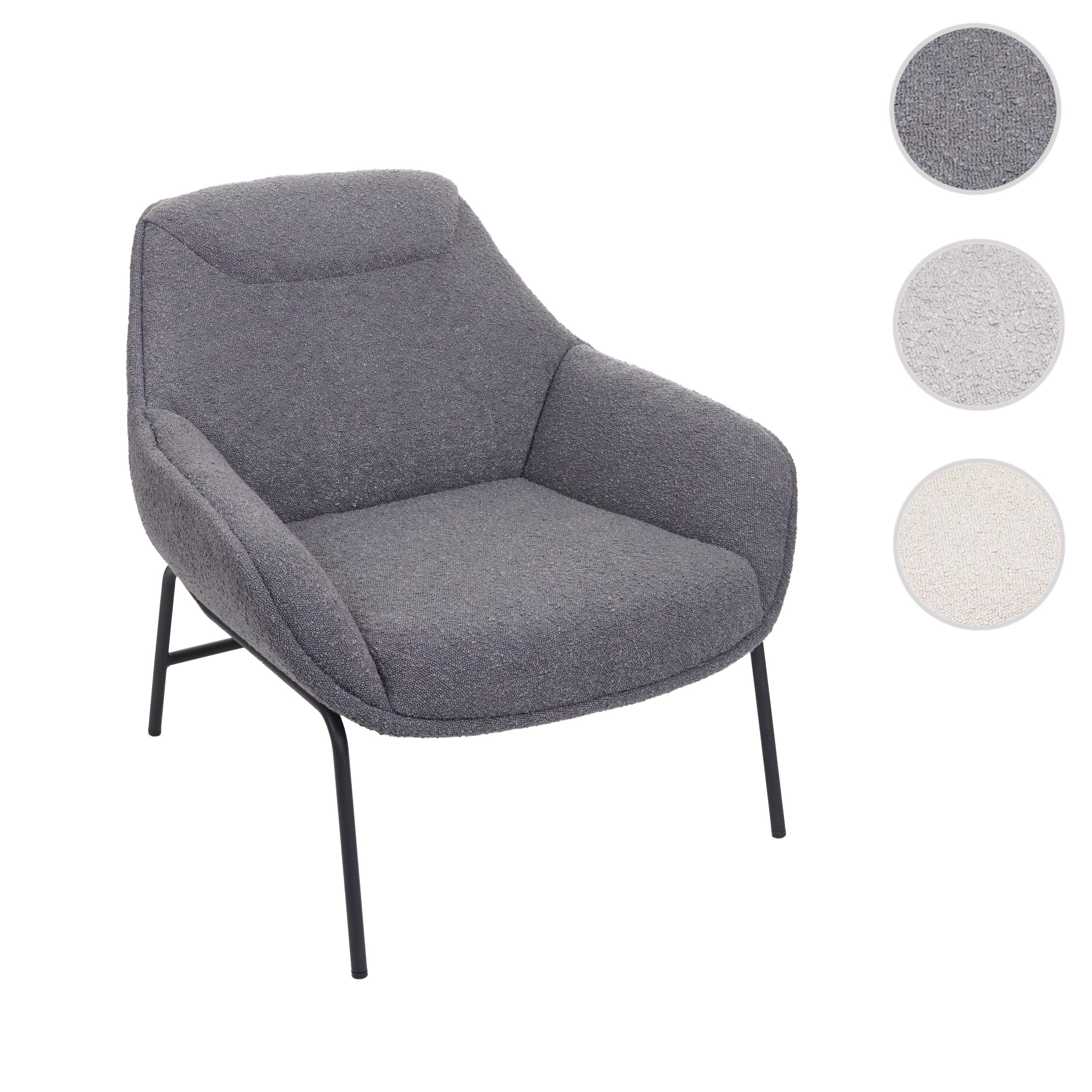 Lounge-Sessel MCW-J77, Cocktailsessel Sessel, Bouclé Stoff Metall ~ dunkelgrau