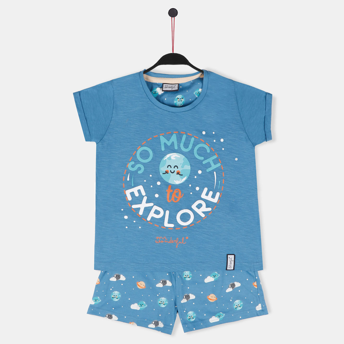 Mr Wonderful Pyjama Girl's explore T-Shirt & Short bleu