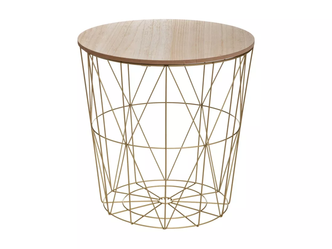 WELL HOME - Table d'appoint 'Kumi' en métal doré Ø40x41