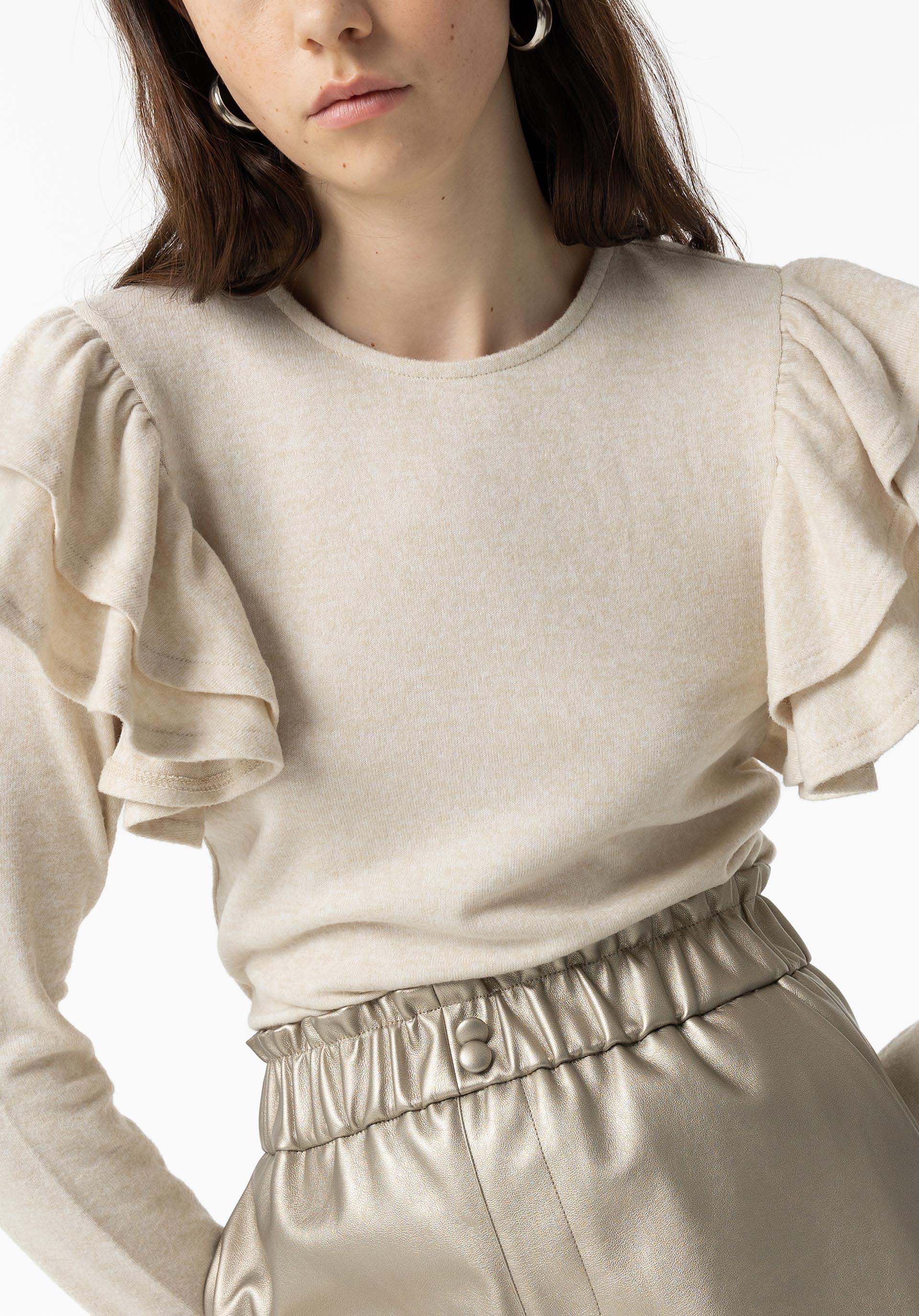 T-shirt Toque Suave com Folhos