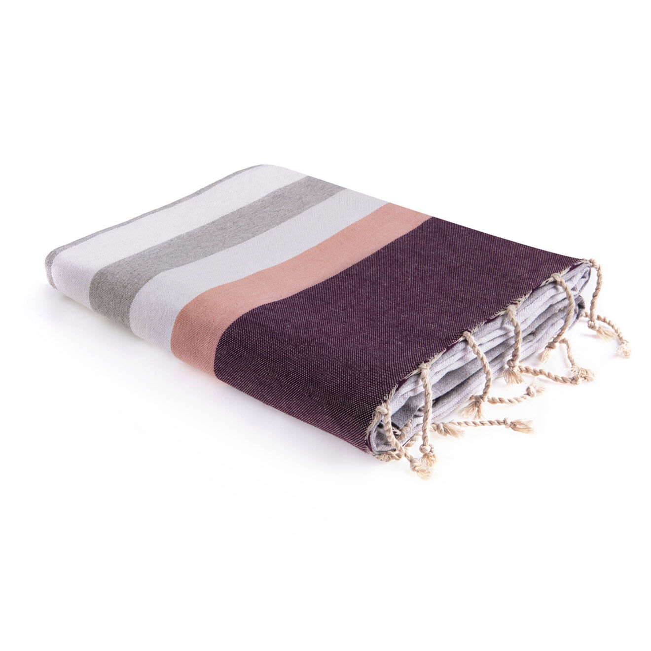 Febronie Fouta Arcachon gris/rose/prune - 100x200 cm