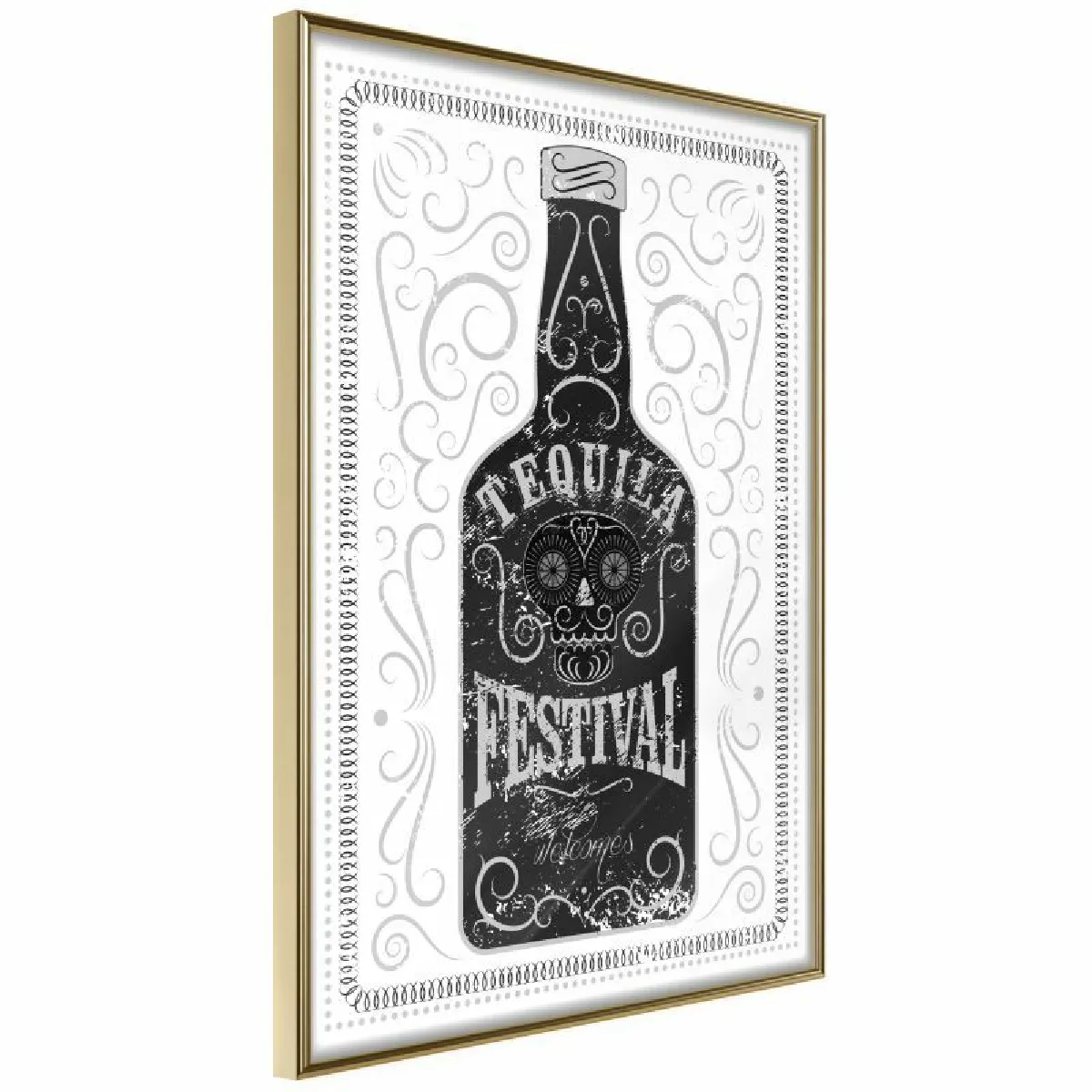 Paris Prix Affiche Bottle of Tequila 30 x 45 cm - Or