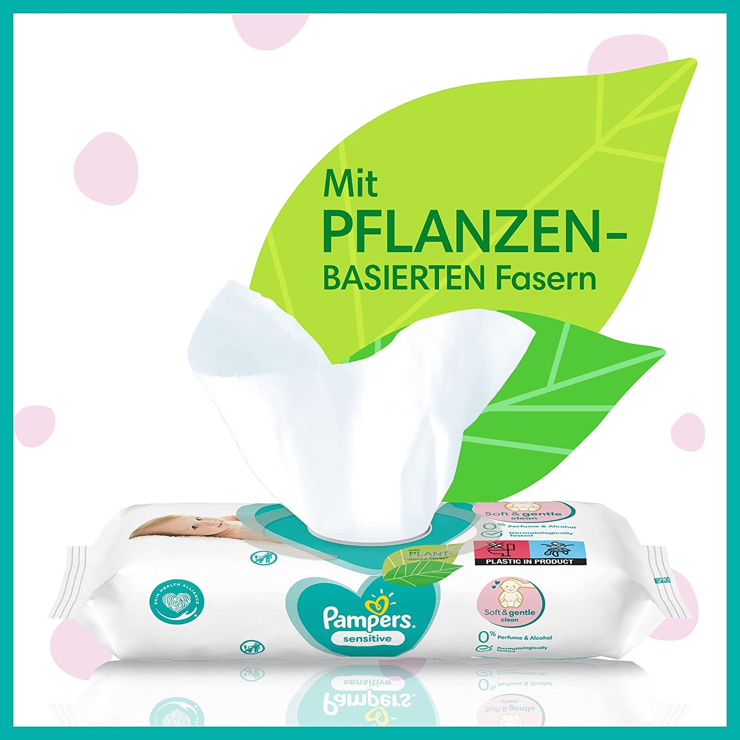 Pampers Sensitive Baby Feuchttücher, 1200 Tücher (15 x 80) ohne Duft, für eine sanfte Reinigung