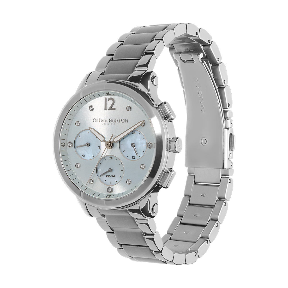 Montre OLIVIA BURTON multi function femme analogique, bracelet acier argent