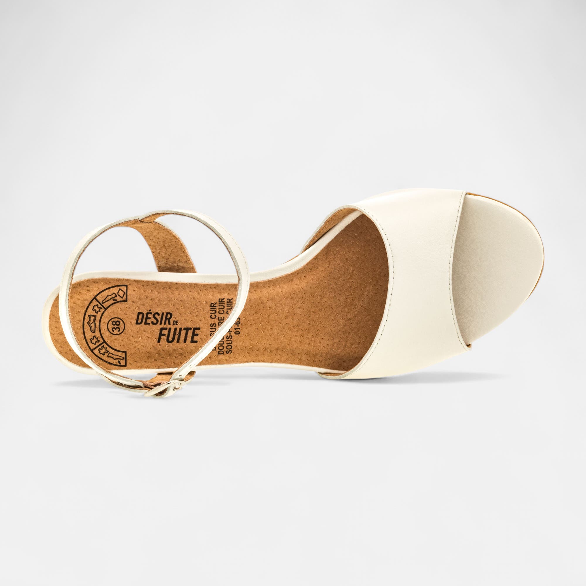 Nu-pieds à talon Femme en cuir blanc