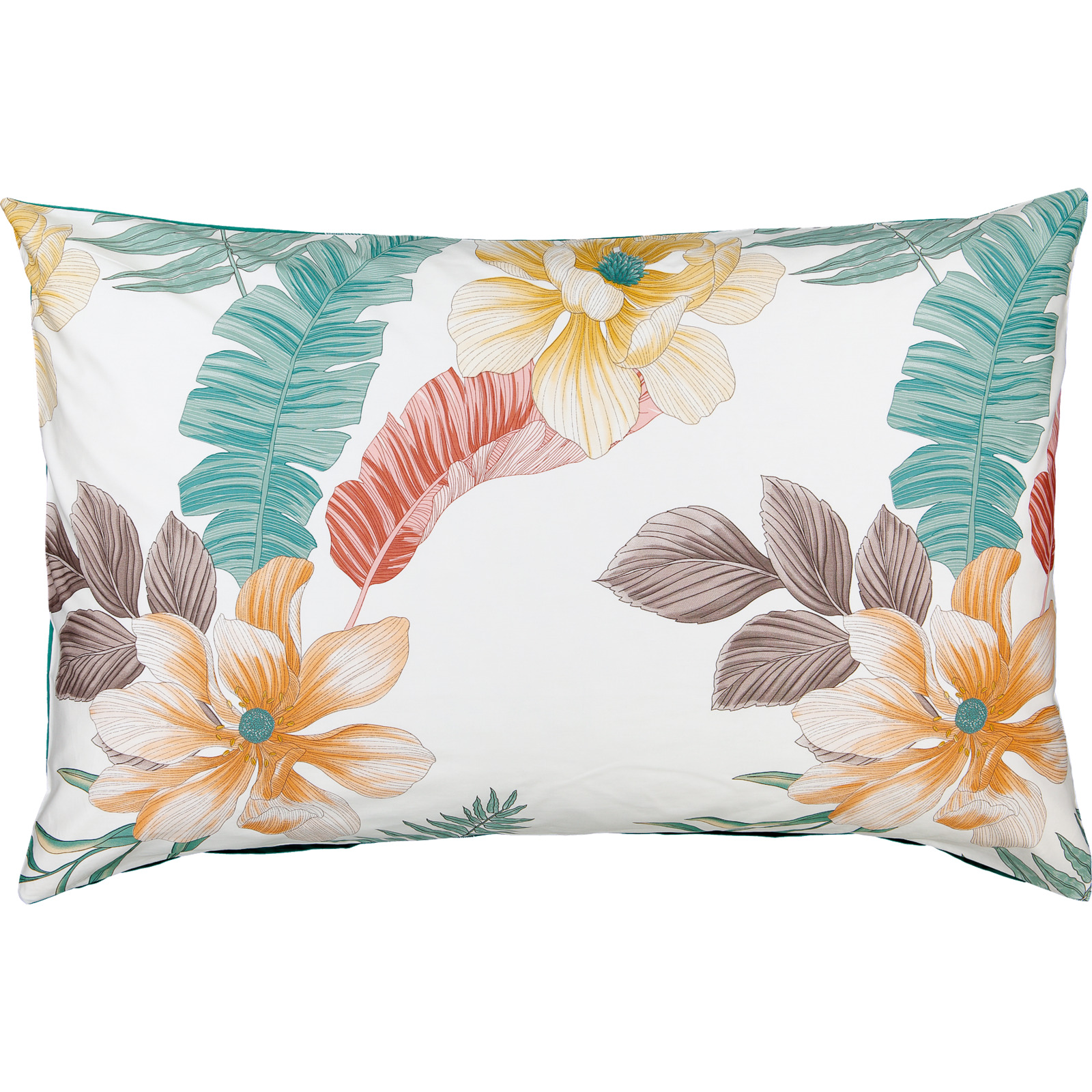 Bettwäsche mit Blüten und Blätter