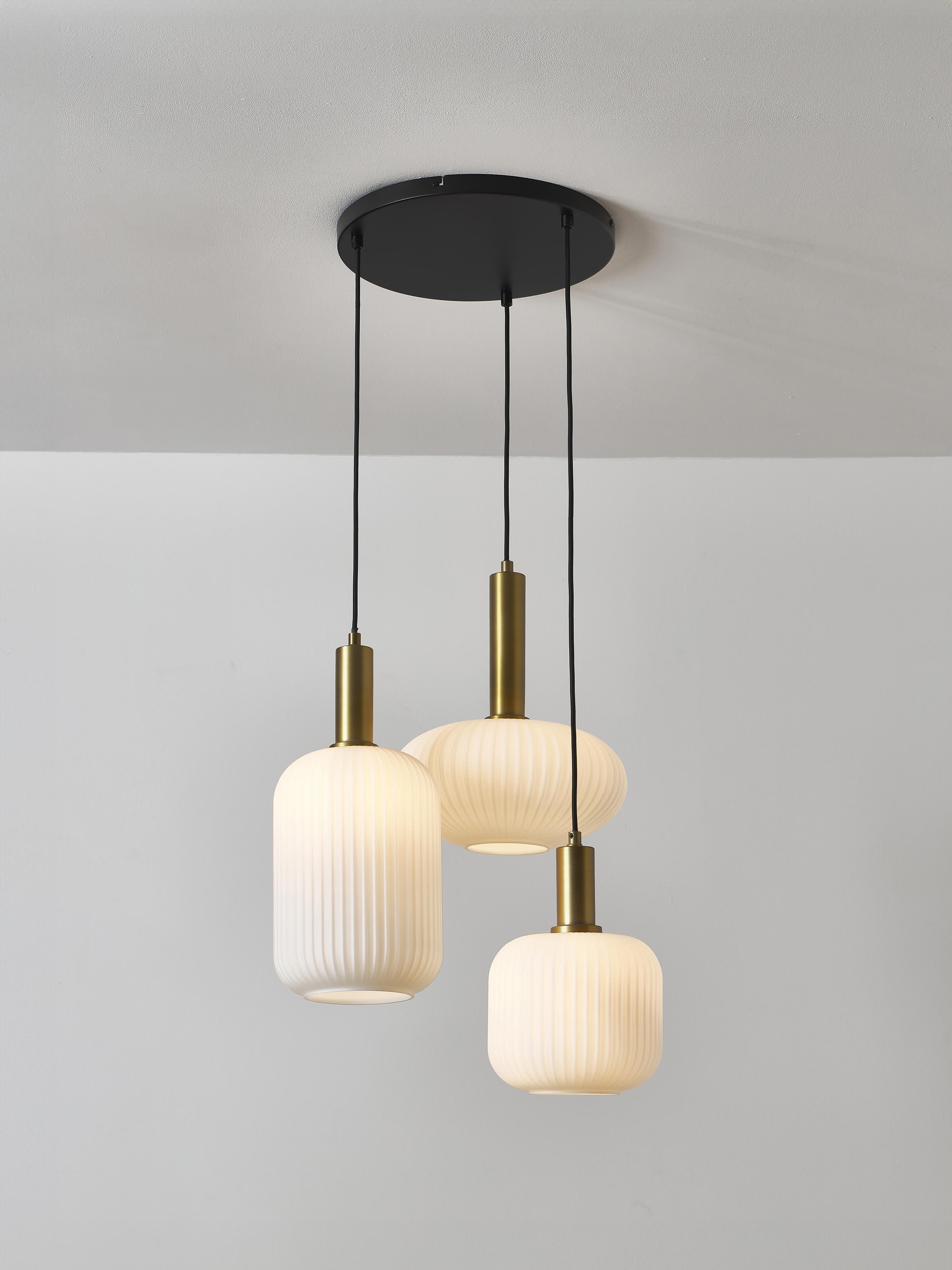 Cluster hanglamp Candela van opaalglas