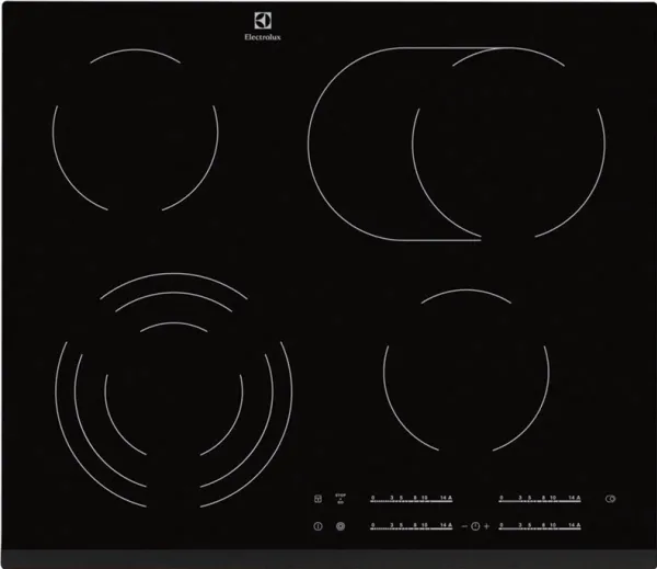 Electrolux EHF6547FXK, Sort, Indbygget, Keramisk, 4 zone(s), 4 zone(s), Simre