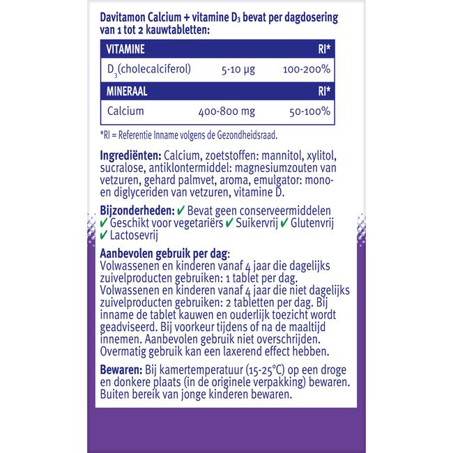 Davitamon Calcium met Vitamine D Kauwtabletten Mint