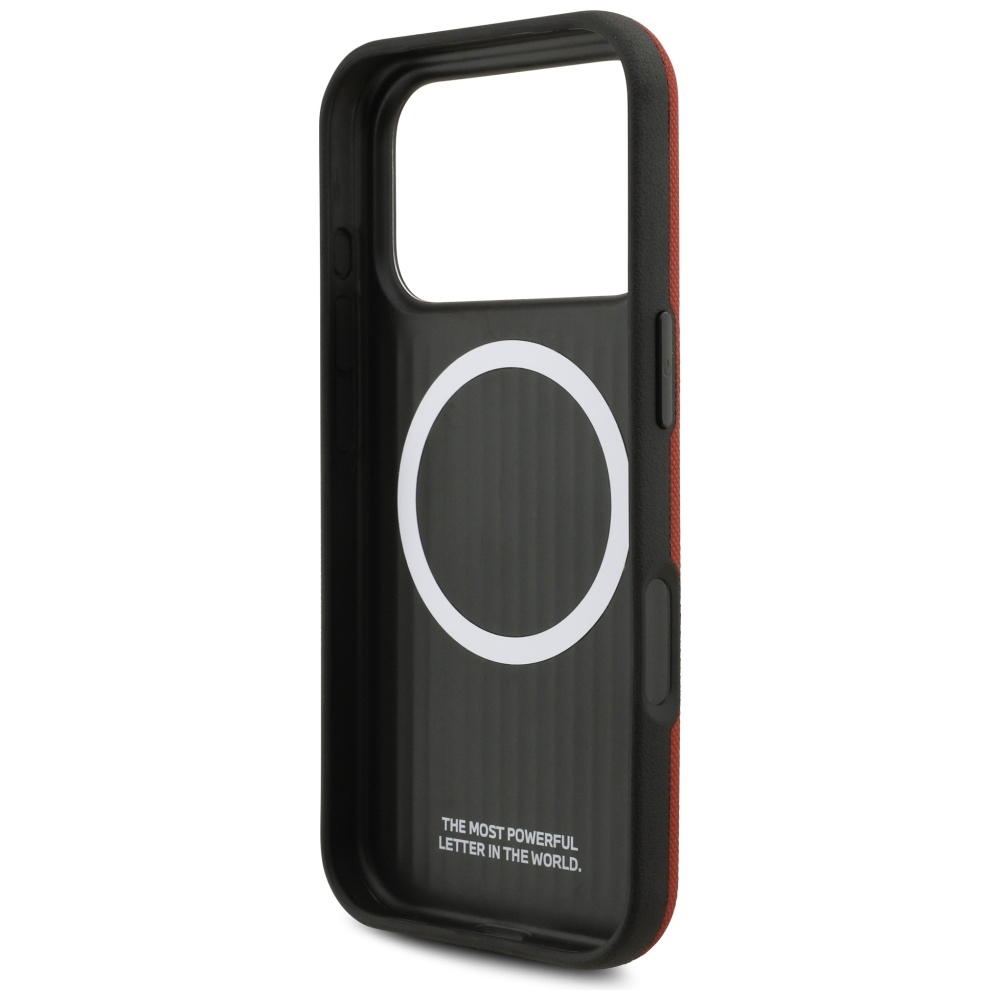 iPhone 17 Pro MagSafe Leder Hardcase Hülle FW Metal Logo (BMHMP17L25PFWSMR) - Rot