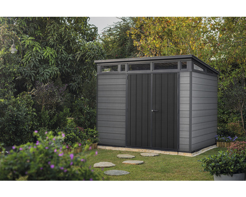 KETER Cortina 9x7 tuinhuis inclusief vloer, 279 x 218 cm, grijze houtlook