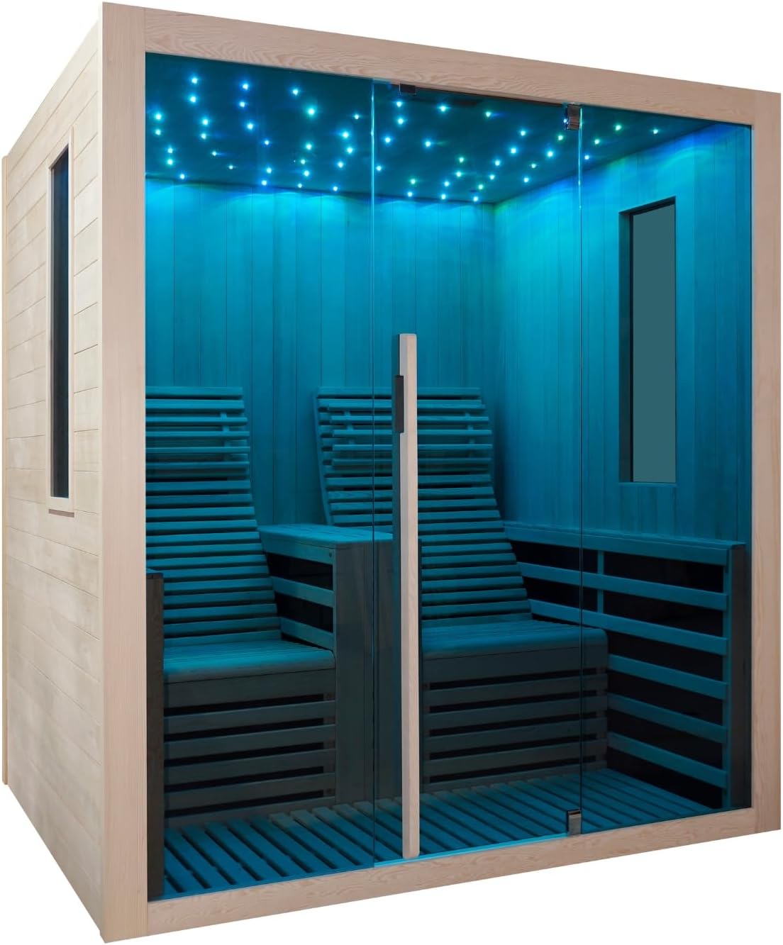 Sanotechnik Infrarotkabine Carbon 2 – 2 Personen Infrarotsauna 180×150×195cm | 14 Carbon-Heizplatten (3100W), LED-Sternenhimmel, Bluetooth-Radio, 6mm ESG-Glas – Art.Nr.: F10180