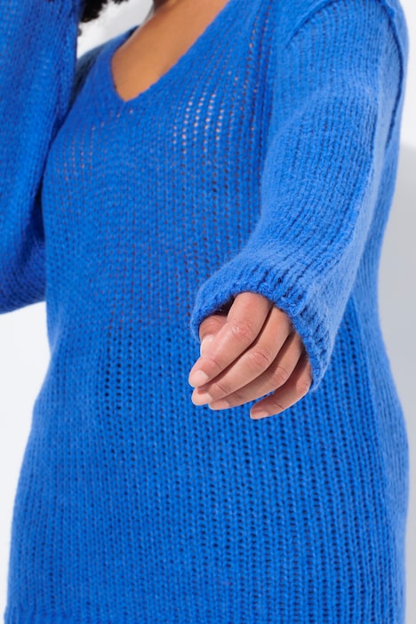 Pullover, oversized, Ballonärmel, V-Ausschnitt.
